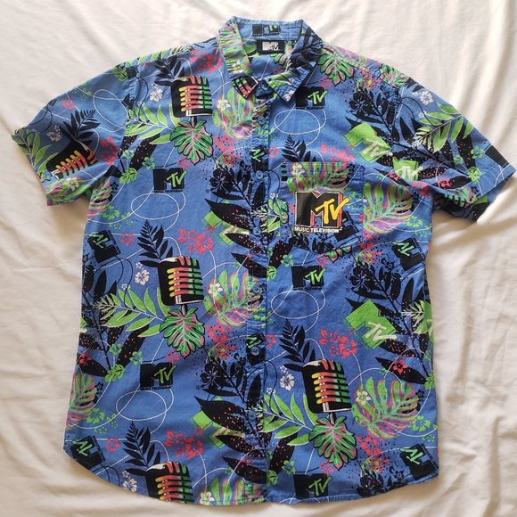 Vintage Authentic MTV Button Up Collar Shirt | Large | Music Television - Picture 1 of 11